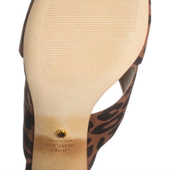 Stuart Weitzman galene crisscross slide sandal in leopard print - Picture 5 of 5